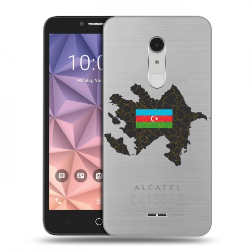 Полупрозрачный дизайнерский пластиковый чехол для Alcatel A3 XL Флаг Азербайджана