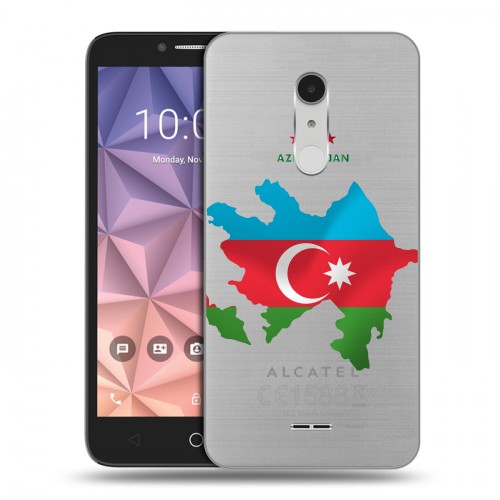 Полупрозрачный дизайнерский силиконовый чехол для Alcatel A3 XL Флаг Азербайджана
