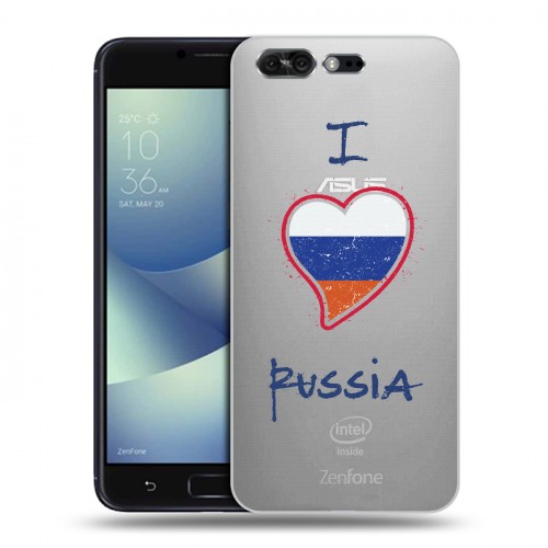 Полупрозрачный дизайнерский пластиковый чехол для ASUS ZenFone 4 Pro Российский флаг