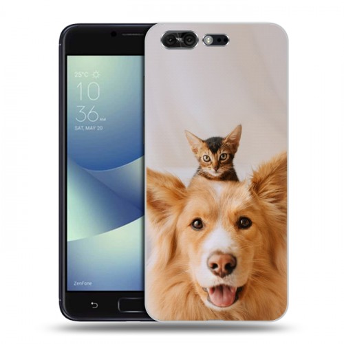 Дизайнерский силиконовый чехол для ASUS ZenFone 4 Pro Собака и котенок