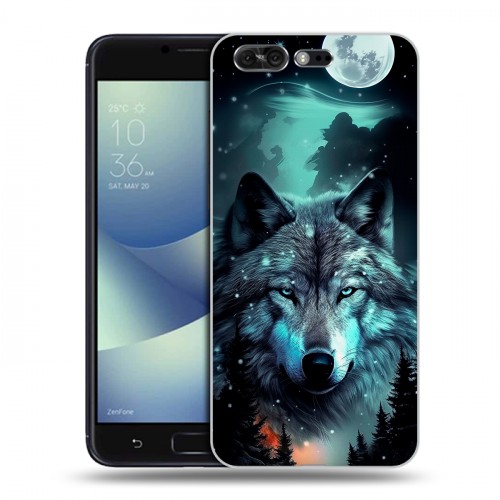 Дизайнерский силиконовый чехол для ASUS ZenFone 4 Pro Волк и луна