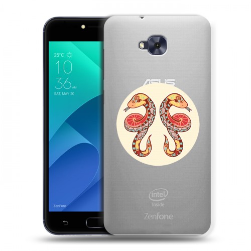 Полупрозрачный дизайнерский пластиковый чехол для ASUS ZenFone 4 Selfie Прозрачные знаки зодиака