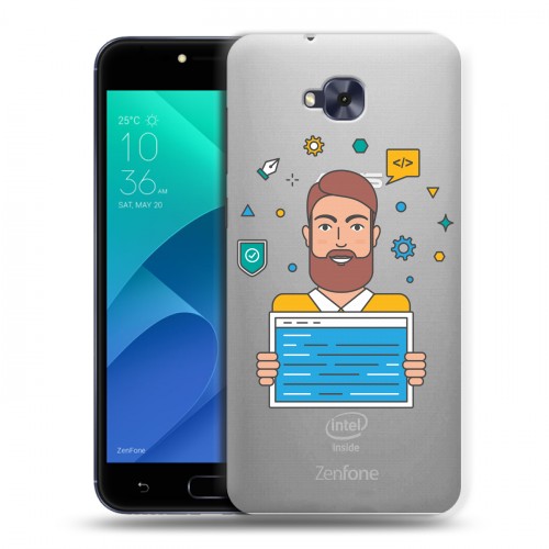 Полупрозрачный дизайнерский пластиковый чехол для ASUS ZenFone 4 Selfie Прозрачное IT