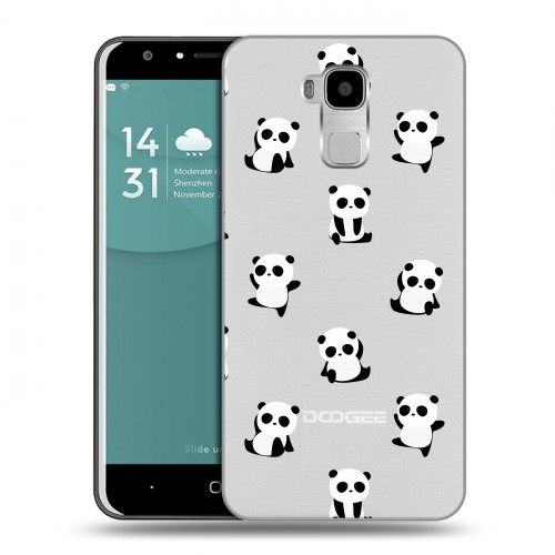 Полупрозрачный дизайнерский пластиковый чехол для Doogee Y6 Прозрачные панды 