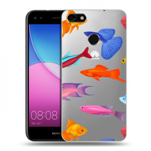 Полупрозрачный дизайнерский пластиковый чехол для Huawei Nova Lite (2017) Прозрачные рыбы