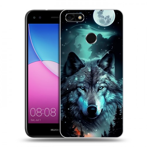 Дизайнерский пластиковый чехол для Huawei Nova Lite (2017) Волк и луна