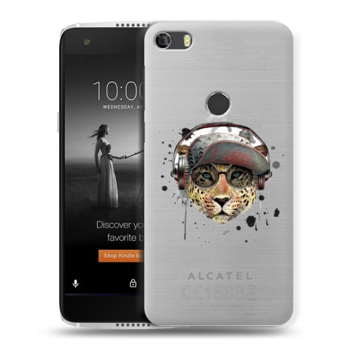 Дизайнерский силиконовый чехол для Alcatel Idol 5S Прозрачные леопарды