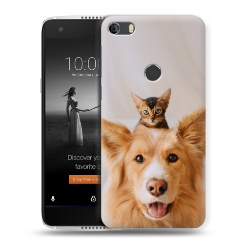 Дизайнерский силиконовый чехол для Alcatel Idol 5S Собака и котенок