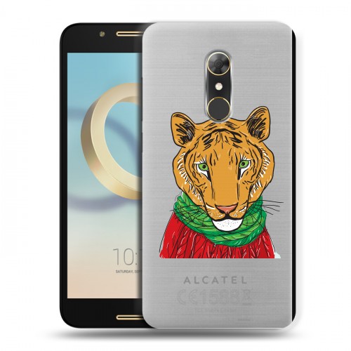 Полупрозрачный дизайнерский силиконовый чехол для Alcatel A7 Прозрачные тигры