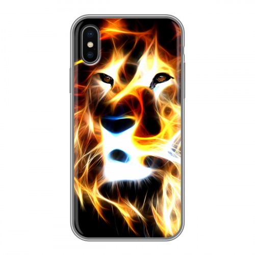 Дизайнерский силиконовый чехол для Iphone x10 Пламенные животные