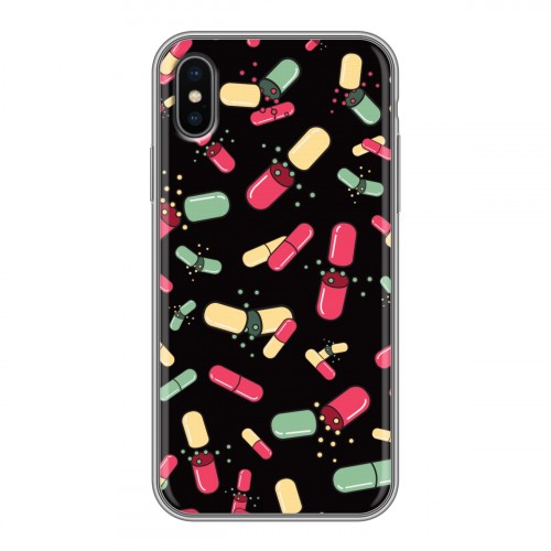 Дизайнерский силиконовый чехол для Iphone x10 Разноцветные таблетки