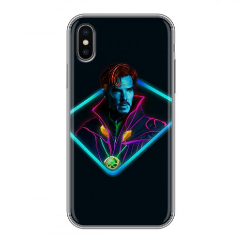 Дизайнерский силиконовый чехол для Iphone x10 Неоновые супергерои
