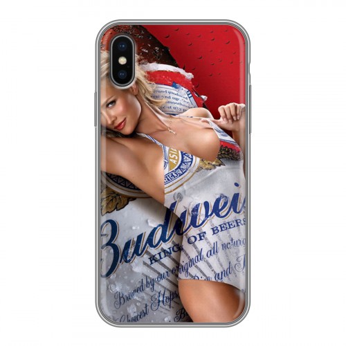 Дизайнерский силиконовый чехол для Iphone x10 Budweiser