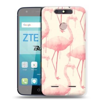 Дизайнерский силиконовый чехол для ZTE Blade V8 Lite Розовые фламинго (на заказ)
