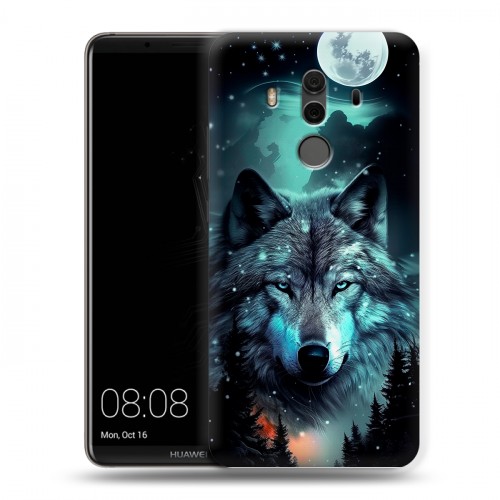Дизайнерский пластиковый чехол для Huawei Mate 10 Pro Волк и луна