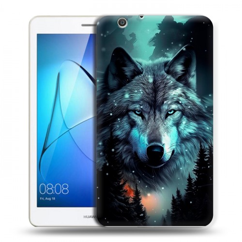 Дизайнерский силиконовый чехол для Huawei MediaPad T3 7 3G Волк и луна