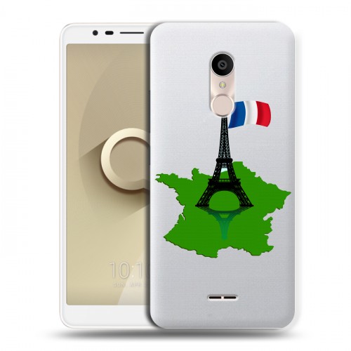 Полупрозрачный дизайнерский пластиковый чехол для Alcatel 3C Флаг Франции