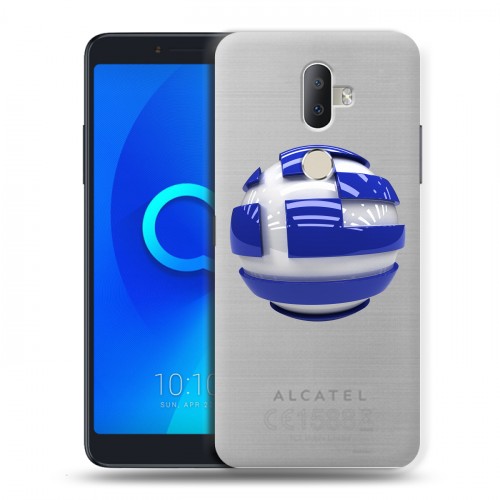 Полупрозрачный дизайнерский пластиковый чехол для Alcatel 3V флаг греции
