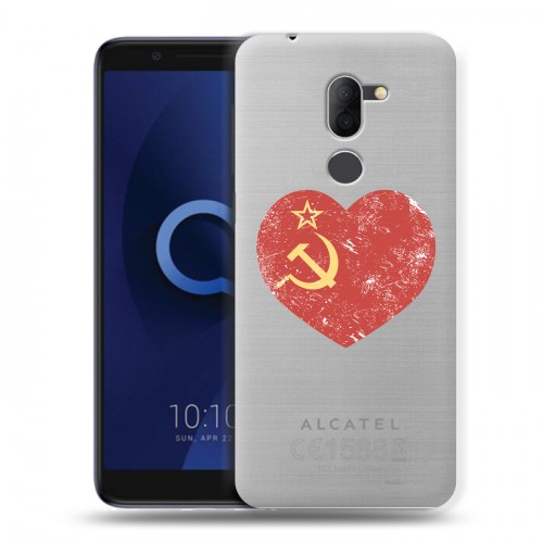 Полупрозрачный дизайнерский пластиковый чехол для Alcatel 3X Флаг СССР