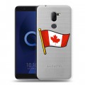 Полупрозрачный дизайнерский пластиковый чехол для Alcatel 3X Флаг Канады