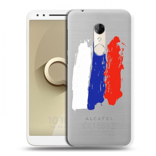 Полупрозрачный дизайнерский пластиковый чехол для Alcatel 3 Российский флаг