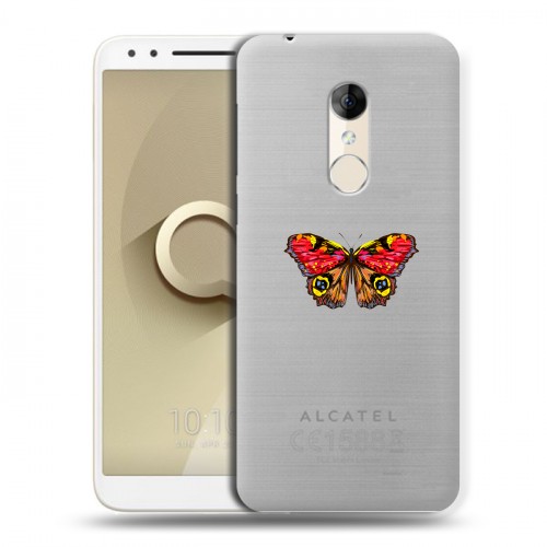 Полупрозрачный дизайнерский пластиковый чехол для Alcatel 3 прозрачные Бабочки 