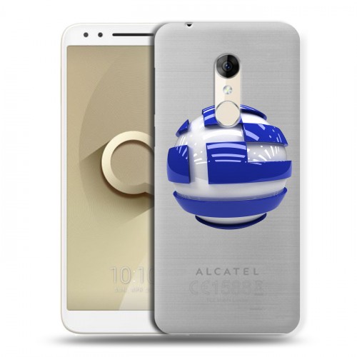 Полупрозрачный дизайнерский пластиковый чехол для Alcatel 3 флаг греции