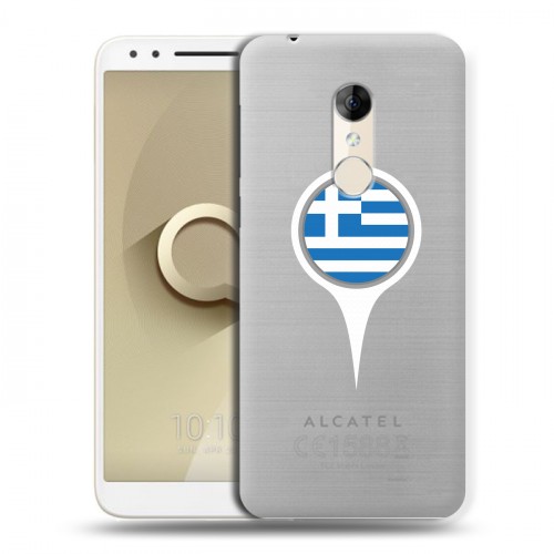 Полупрозрачный дизайнерский пластиковый чехол для Alcatel 3 флаг греции