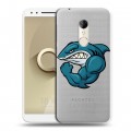 Полупрозрачный дизайнерский пластиковый чехол для Alcatel 3 Прозрачные акулы