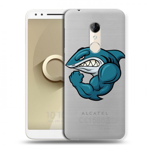 Полупрозрачный дизайнерский пластиковый чехол для Alcatel 3 Прозрачные акулы