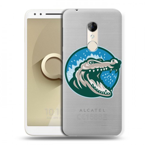 Полупрозрачный дизайнерский пластиковый чехол для Alcatel 3 Прозрачные крокодилы