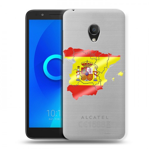 Полупрозрачный дизайнерский пластиковый чехол для Alcatel 1C флаг Испании