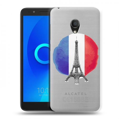 Полупрозрачный дизайнерский пластиковый чехол для Alcatel 1C Флаг Франции