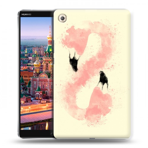 Дизайнерский пластиковый чехол для Huawei MediaPad M5 8.4 Розовые фламинго