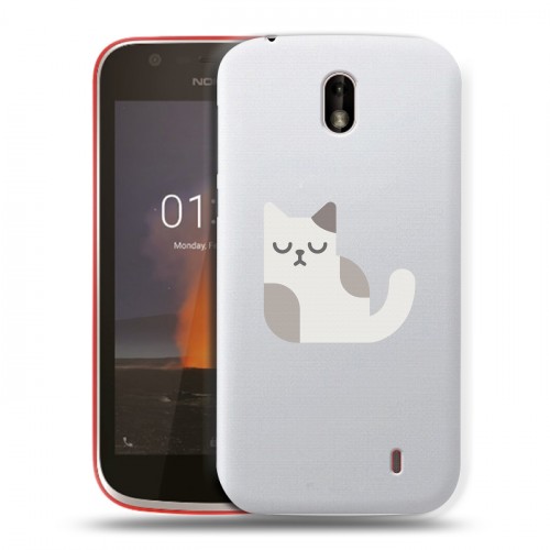 Полупрозрачный дизайнерский пластиковый чехол для Nokia 1 Прозрачные кошки