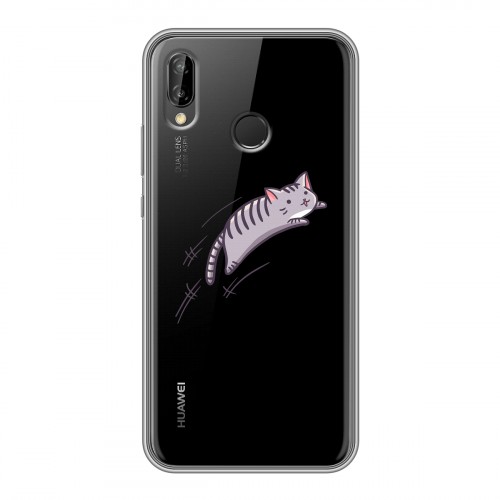 Полупрозрачный дизайнерский пластиковый чехол для Huawei P20 Lite Прозрачные кошки