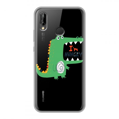Полупрозрачный дизайнерский пластиковый чехол для Huawei P20 Lite Прозрачные крокодилы