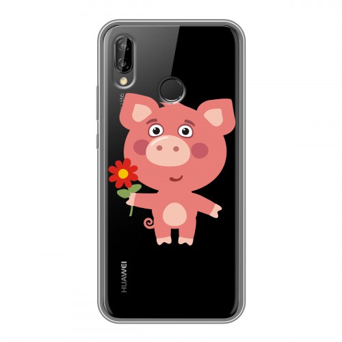 Полупрозрачный дизайнерский пластиковый чехол для Huawei P20 Lite Прозрачные свинки