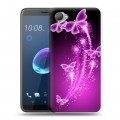 Дизайнерский пластиковый чехол для HTC Desire 12 Бабочки фиолетовые