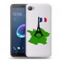 Полупрозрачный дизайнерский пластиковый чехол для HTC Desire 12 Флаг Франции