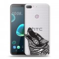 Полупрозрачный дизайнерский силиконовый чехол для HTC Desire 12 Plus Каллиграфия животных