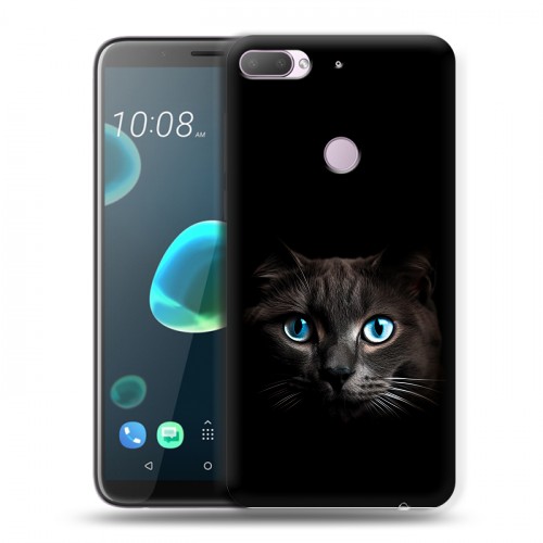 Дизайнерский пластиковый чехол для HTC Desire 12 Plus Кот в темноте