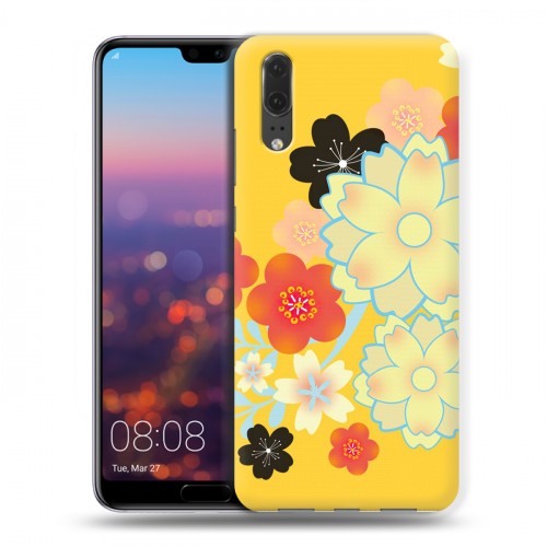 Дизайнерский силиконовый чехол для Huawei P20 Цветы кимоно