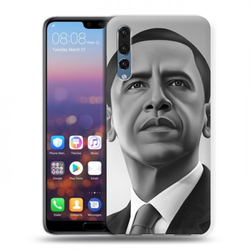 Дизайнерский силиконовый с усиленными углами чехол для Huawei P20 Pro Барак Обама