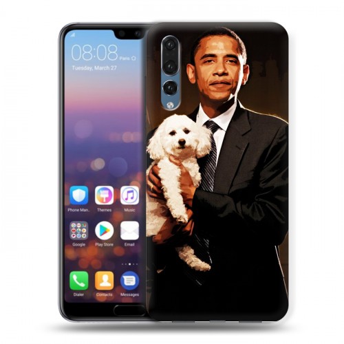 Дизайнерский силиконовый с усиленными углами чехол для Huawei P20 Pro Барак Обама