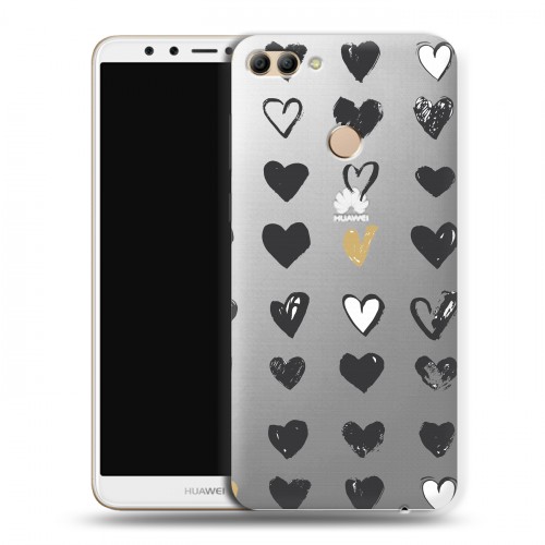 Полупрозрачный дизайнерский пластиковый чехол для Huawei Y9 (2018) Стильные сердца
