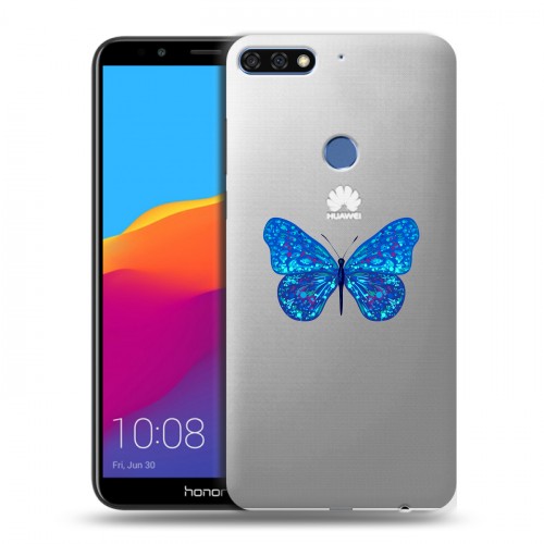 Полупрозрачный дизайнерский пластиковый чехол для Huawei Honor 7C Pro прозрачные Бабочки 