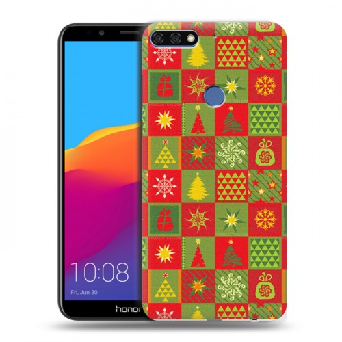 Дизайнерский пластиковый чехол для Huawei Honor 7C Pro Новогодний паттерн