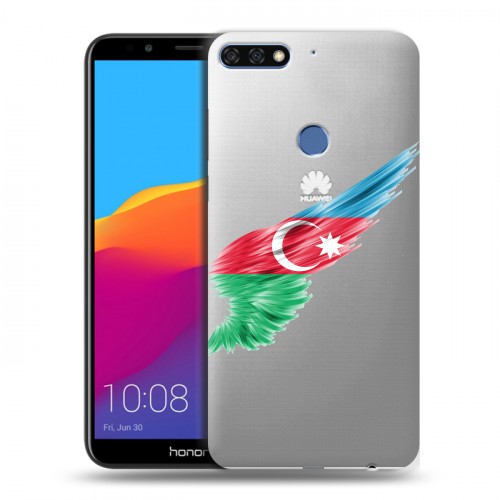 Полупрозрачный дизайнерский пластиковый чехол для Huawei Honor 7C Pro Флаг Азербайджана