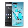 Дизайнерский пластиковый чехол для BlackBerry KEY2 Бабочки голубые
